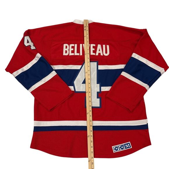 Vintage CCM Montreal Canadiens Jean Beliveau Hockey Jersey Size 50 Large Red - Picture 8 of 10